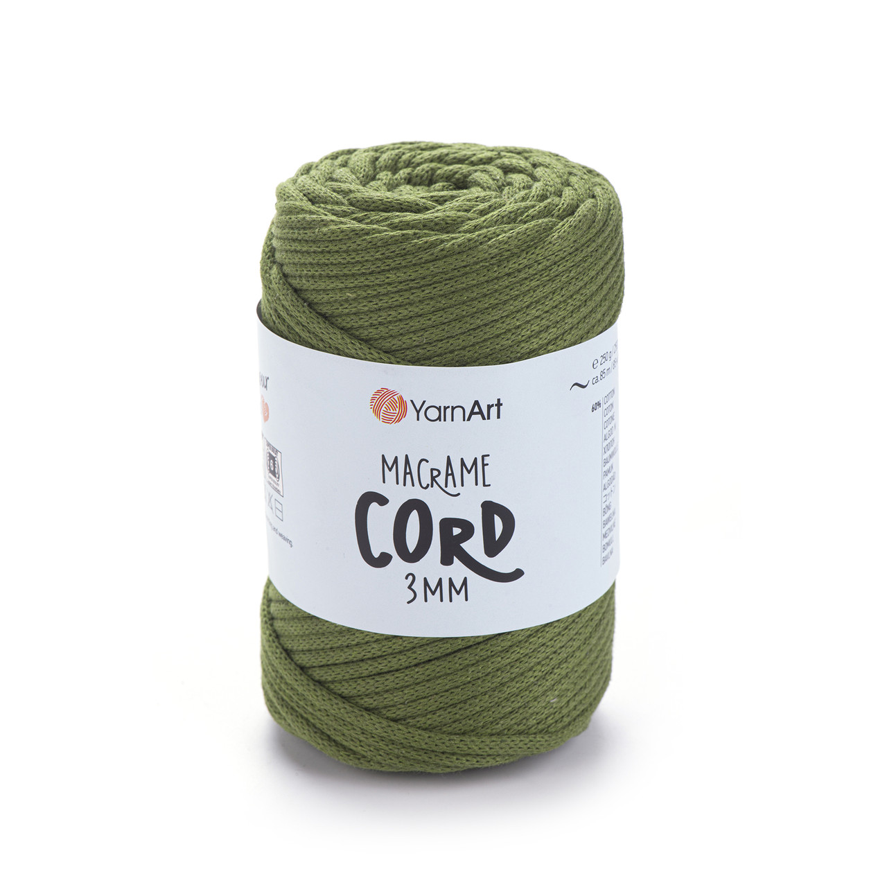 Пряжа Yarnart Macrame Cord 3 мм № 787 хакі (Ярнарт Макраме корд 3 мм), фото 1