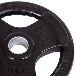 Диски для штанги обгумовані Record TA-5706-10 52мм 10кг чорний Код TA-5706-10, фото 3