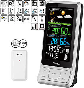 Метеостанція Technoline WS6441 Black-Silver | Прогноз погоди, Атмосферний тиск, Температура, Вологість, Фази місяця, Календар