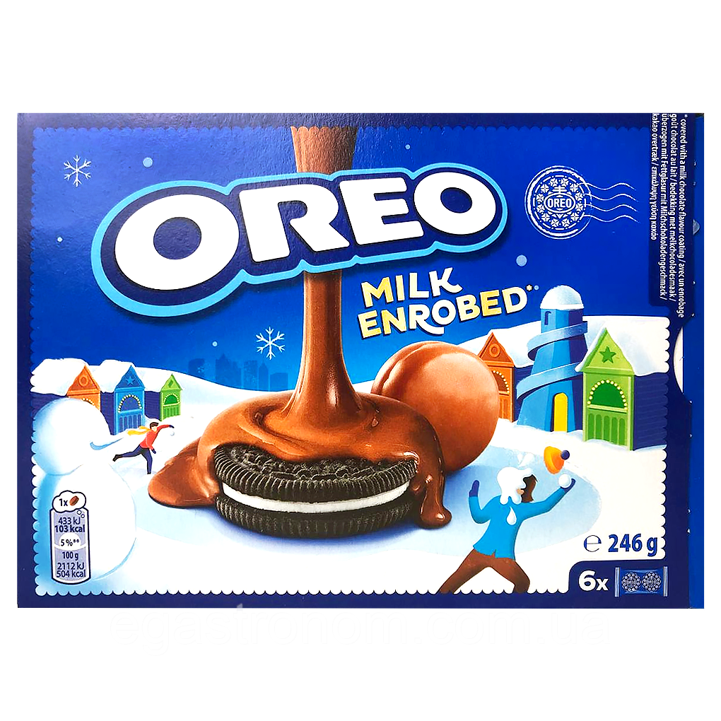 Печиво в глазурі з молочного шоколаду Орео Oreo 246g 10шт/ящ (Код: 00-00017269)