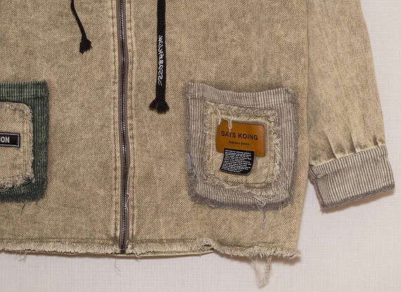 Джинсовий кардиган-кутрка oversized батал коттон 2XL,3XL,4XL,5XL беж, фото 4