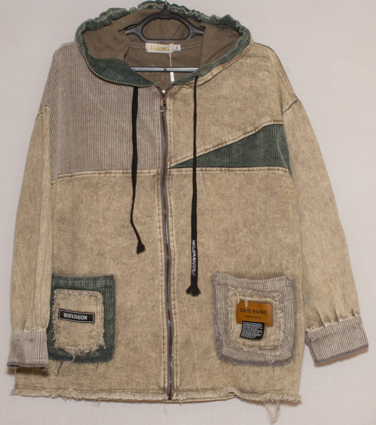 Джинсовий кардиган-кутрка oversized батал коттон 2XL,3XL,4XL,5XL беж, фото 1