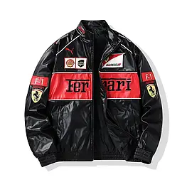 Бомбер шкіряний Y2K Ferrari чорний (маломірить на 1-2 розміри)