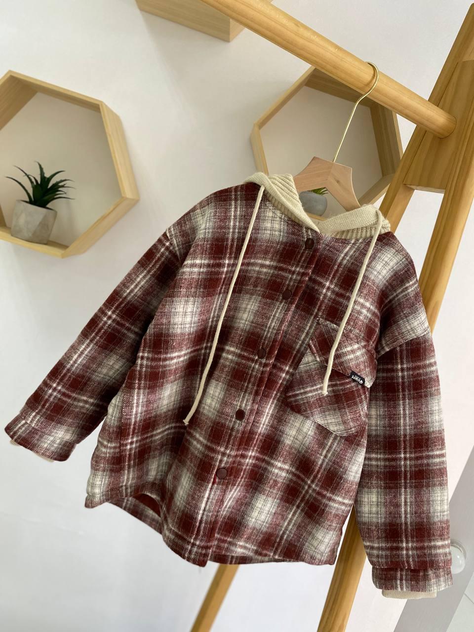 Куртка на дівчинку з капюшоном в клітинку Бордовий S6180, 159, S.YUSE, Бордовий, Для дівчаток, Весна Осінь, 122, фото 1
