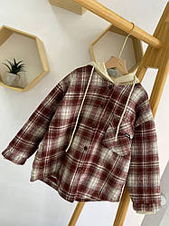 Куртка на дівчинку з капюшоном в клітинку Бордовий S6180, 159, S.YUSE, Бордовий, Для дівчаток, Весна Осінь, 122