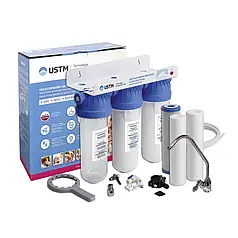 Потрійний фільтр під мийку USTM для очищення води кран+картриджі