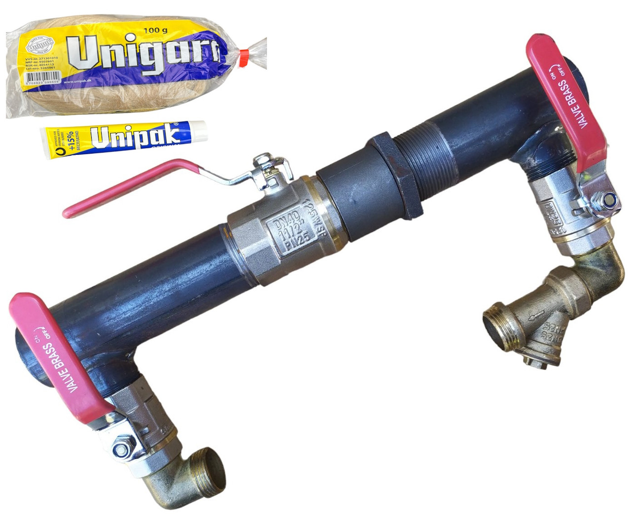 Байпас 1"1/2 (ДУ 40) з краном, короткий (390 мм)