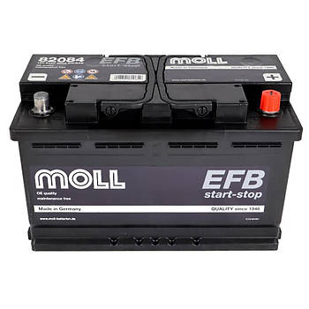 Акумулятор автомобільний MOLL EFB 84Ah 800A R+ 82084