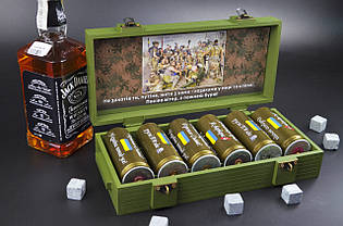 Набір стаканів рюмок для віскі з гільз з патріотичними написами 6 штук зі збереженим оригінальним станом