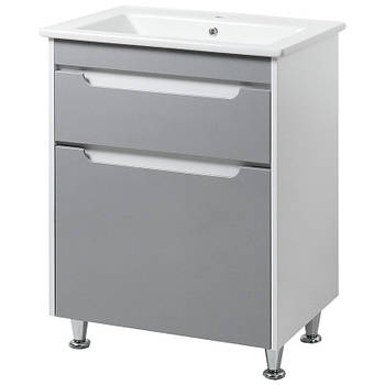 Тумба підлогова ЮВВІС Валенсія NEW GREY 60 см з умивальником Веста 60 см