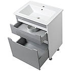 Тумба підлогова ЮВВІС Валенсія NEW GREY 60 см з умивальником Веста 60 см, фото 2