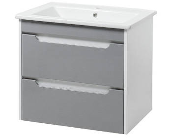 Тумба підвісна ЮВВІС Валенсія NEW GREY 60 см з умивальником Веста 60 см