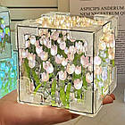 Зібраний нічник Нескінченні Тюльпани, 10х10см, у Подарунковій коробці, від батарейок / Світильник тюльпани, фото 3