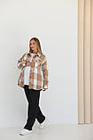 Тепла сорочка у клітину Monaco для вагітних, бежева, фото 2