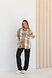 Тепла сорочка у клітину Monaco для вагітних, бежева, фото 4
