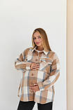 Тепла сорочка у клітину Monaco для вагітних, бежева, фото 5