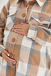 Тепла сорочка у клітину Monaco для вагітних, бежева, фото 7
