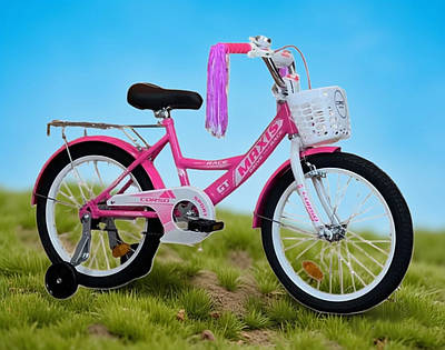 Дитячий рожевий велосипед Стильний двоколісний лисапед дівчинці для навчання катанню Дзвінок кошик Колеса 16"