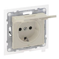 Розетка 2К+З з кришкою 16А, 250В автоматичні клеми, Legrand SUNO cлонова кістка (721227)