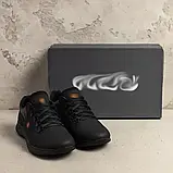 Спортивні чорні демісезонні чоловічі кросівки із натуральної шкіри, фото 2