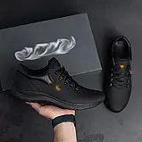 Спортивні чорні демісезонні чоловічі кросівки із натуральної шкіри, фото 4
