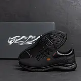 Спортивні чорні демісезонні чоловічі кросівки із натуральної шкіри, фото 6