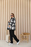 Тепла сорочка у клітину Monaco для вагітних, чорна, фото 4