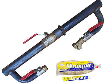Байпас 1"1/2 (ДУ40) з краном, довгий (670 мм)