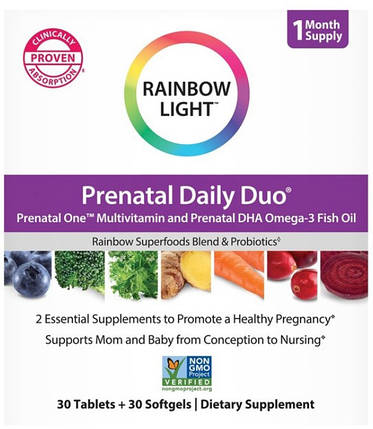 Вітаміни для вагітних Rainbow Light Prenatal Daily Duo 30 tab + 30 softgels, фото 1