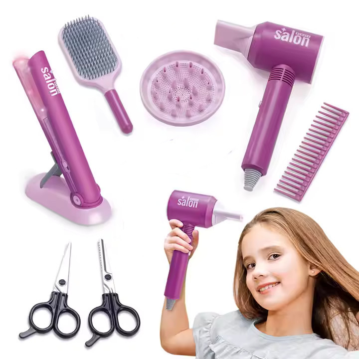 Ігровий набір перукаря Дитячий салон краси стайлер фен насадки аксесуари Гра стиліст створення зачісок, фото 1