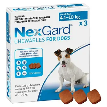 НЕКСГАРД 4-10 кг жувальних таблеток, для профілактики та лікування собак від бліх та кліщів