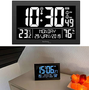 Електронний настінний годинник Technoline WS8017 | Дисплей з LED-підсвіткою, Календар, Термометр, Гігрометр, Будильник