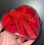 Подарунковий набір троянди з мила в серці, подарунок на день закоханих, фото 2