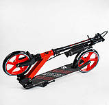 Самокат двоколісний Skyper "Sirius", чорно-червоний: колеса PU 200 мм, амортизатор, ручне гальмо, фото 3