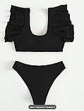 Купальник жіночий роздільний з крильцями чорний (S р), фото 4