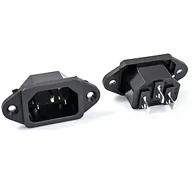 Штекер мережевий 3pin, монтажний, корпус пластик