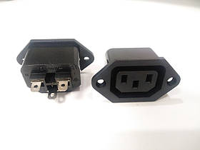 Гніздо мережеве 3pin, монтажне, корпус пластик