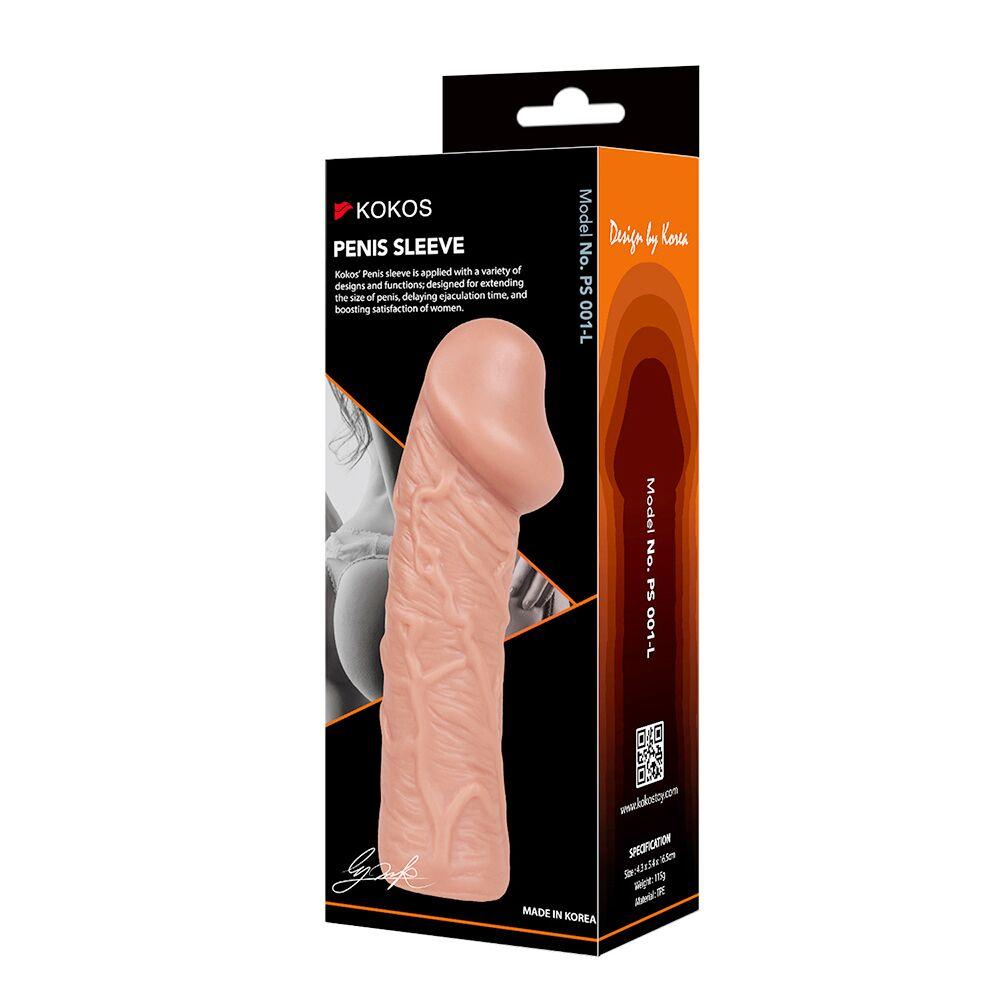 Реалістична насадка на пеніс Kokos Penis Sleeve PS 001 L