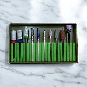 Фрези для манікюру набір насадок до фрезера 10 шт Фрези для манікюру манікюрні фрези насадки