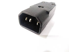 Штекер мережевий 3pin, під шнур, мідь, корпус пластик