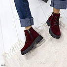 Бордові замшеві жіночі демісезонні черевики жіночі демісезонні, фото 3