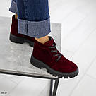 Бордові замшеві жіночі демісезонні черевики жіночі демісезонні, фото 2