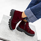 Бордові замшеві жіночі демісезонні черевики жіночі демісезонні, фото 7