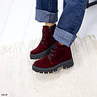 Бордові замшеві жіночі демісезонні черевики жіночі демісезонні, фото 9