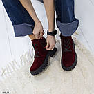 Бордові замшеві жіночі демісезонні черевики жіночі демісезонні, фото 4