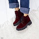 Бордові замшеві жіночі демісезонні черевики жіночі демісезонні, фото 5