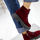 Бордові замшеві жіночі демісезонні черевики жіночі демісезонні, фото 8