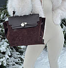 Жіноча сумка чорна містка шопер 25*31 см на блискавці з натуральної замші Nata, фото 4