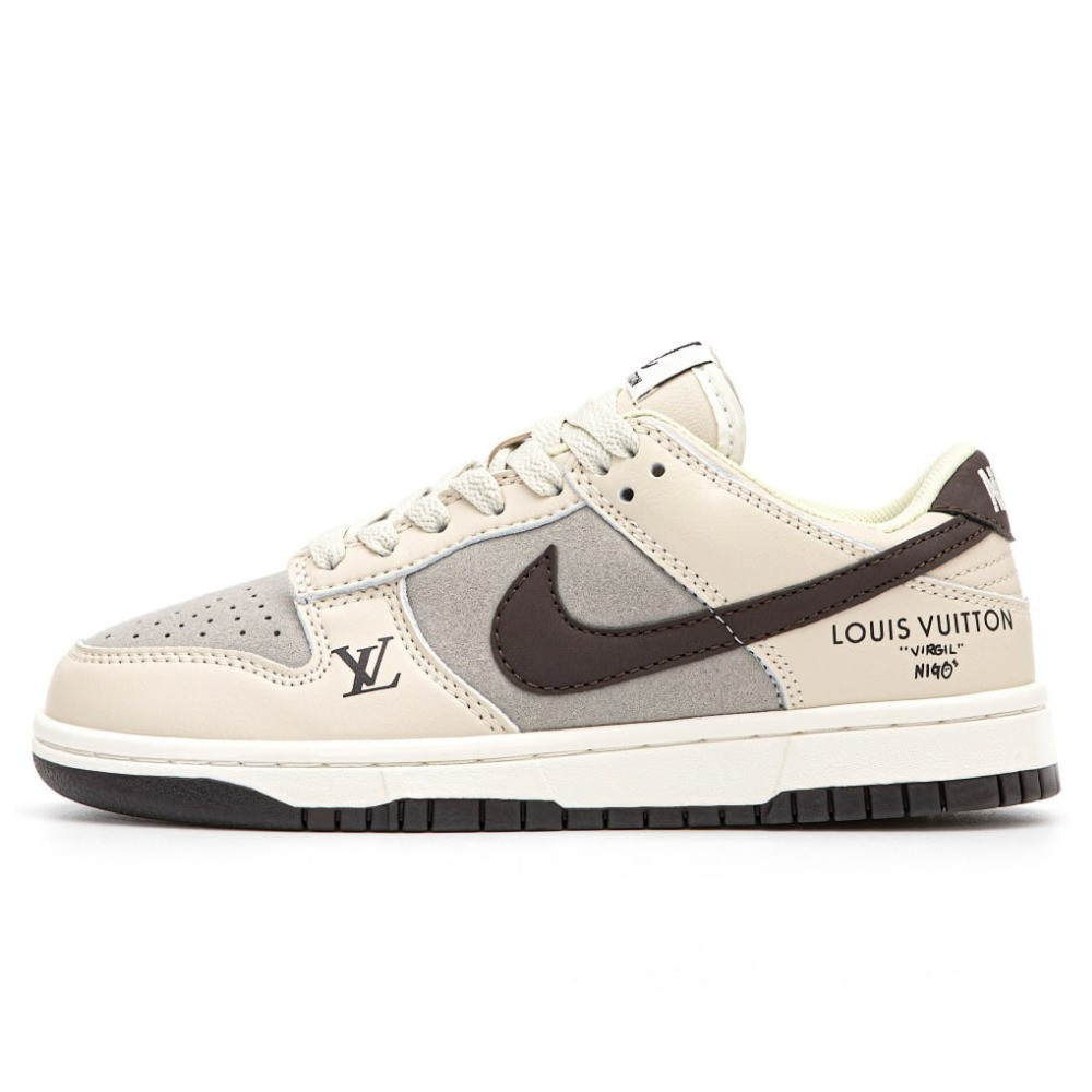 Чоловічі / жіночі кросівки Nike SB Dunk Low Beige Dark Brown FC1688-400 LV Grey Black, найк сб данк луі віттон
