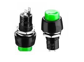 Кнопка Daier PBS-11B, OFF-(ON), 2 pin, 1A 250V, зелена